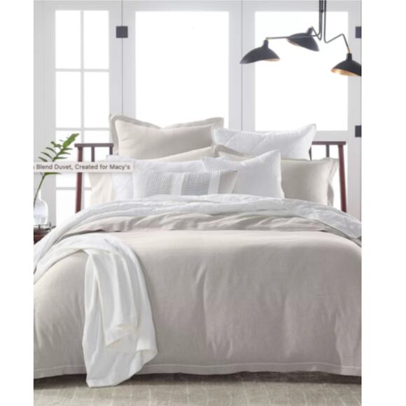 Hotel Collection Linen Blend Full Queen Comforter Cover Gray Grey - Picture 2 of 7